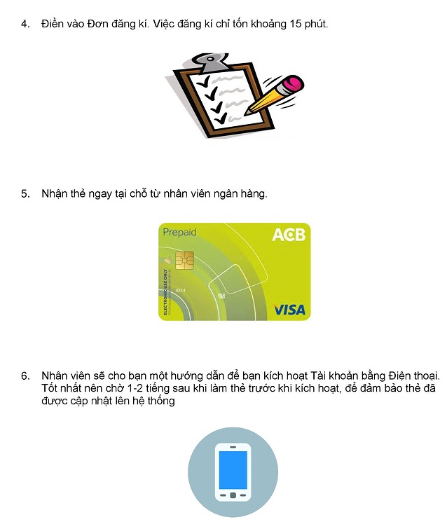 các bước làm thẻ trả trước Visa ACB 1